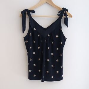 Navy Floral Sleeveless Top
